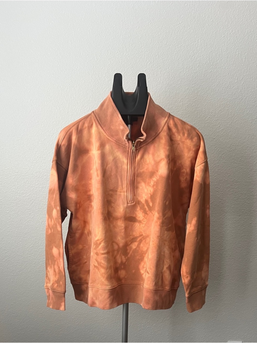 J. Crew Women's Orange Tie-Dye Quarter-Zip Pullover Size M